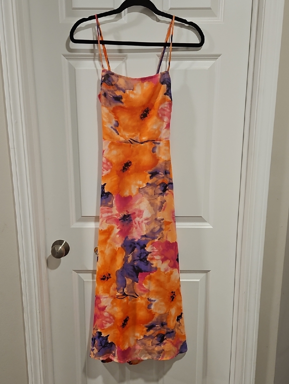 Lulu's Orange, Pink and Purple Floral Maxi Slip Dress